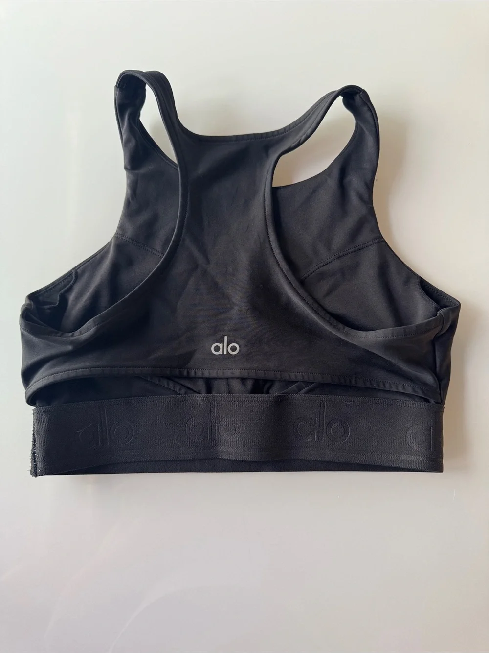 ALO Yoga Black High Neck Racerback Sports Bra